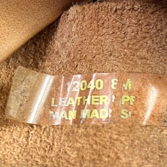 Mariella Wedge Slide Sandals Womens 8 Tan Leather Open Toe Buckle Made In Italy - Picture 11 of 12